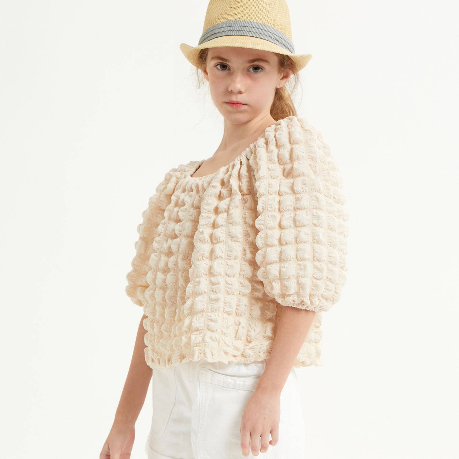 Good Girl - Wholesale Knit Top - Kids - Embossed Bubble Texture Balloon Sleeve Top14