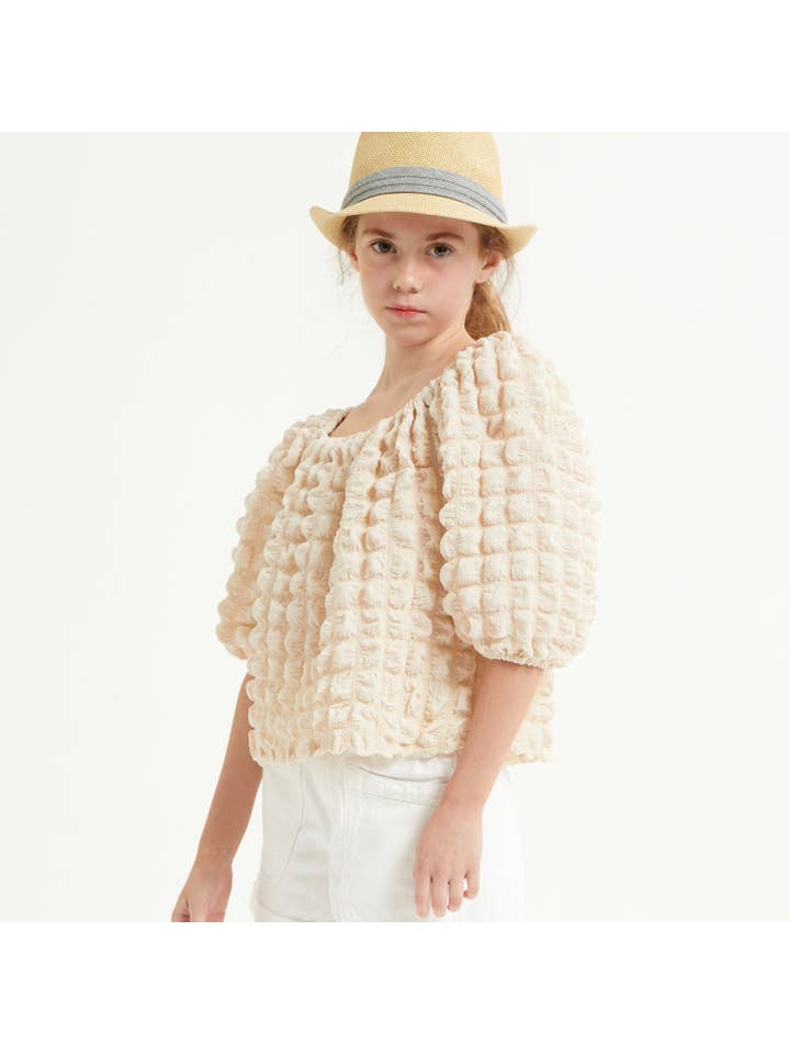 Good Girl - Wholesale Knit Top - Kids - Embossed Bubble Texture Balloon Sleeve Top14