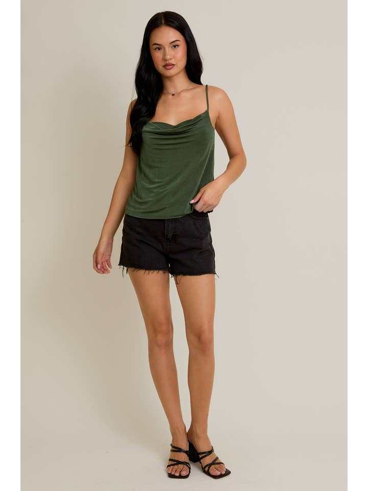 Olive SLEEVELESS COWL NECK KNIT TOP for wholesale on Faire3