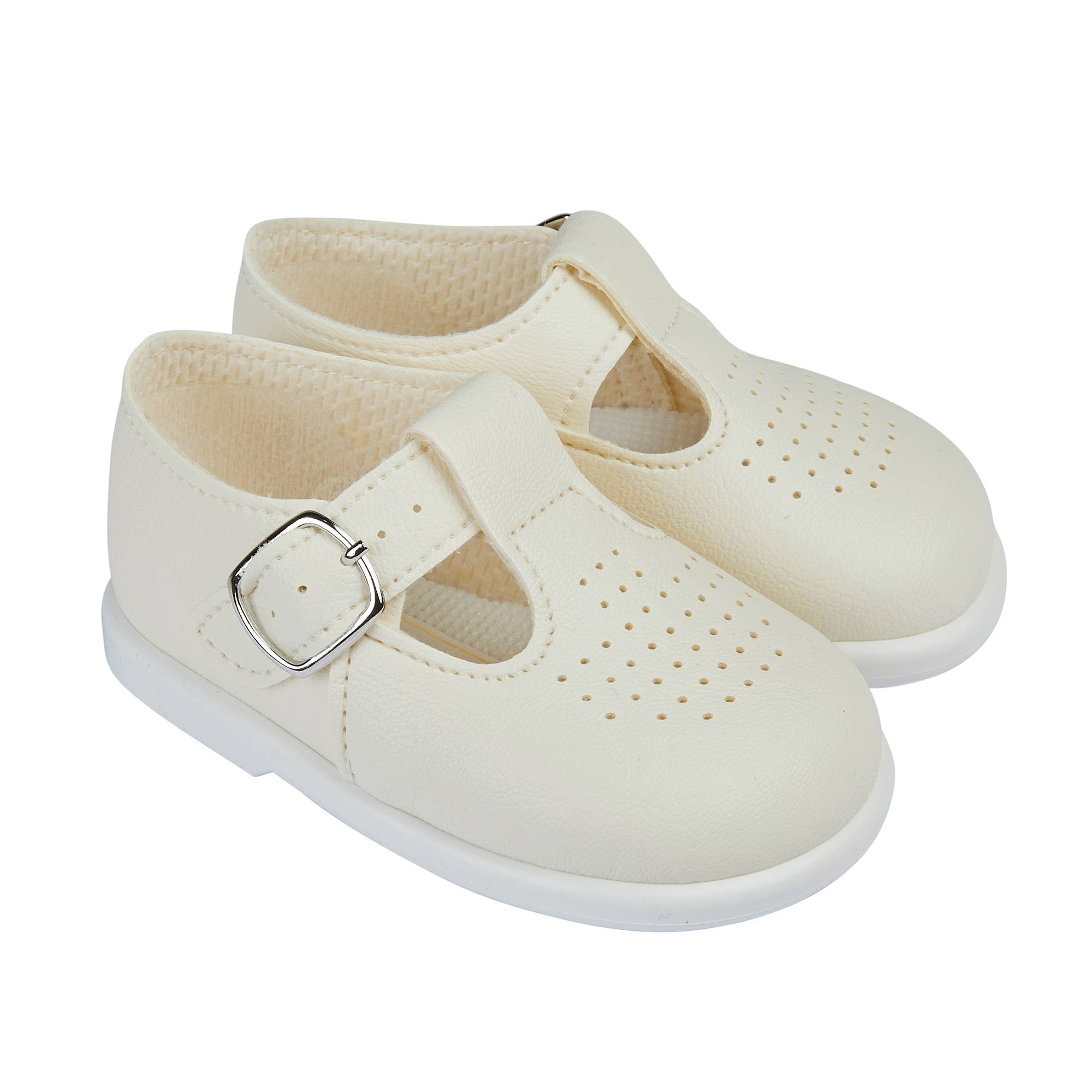 Early Days & Baypods – wholesale Cot shoes – Baby – H501 First walker buckle T-bar style with punchette detail6