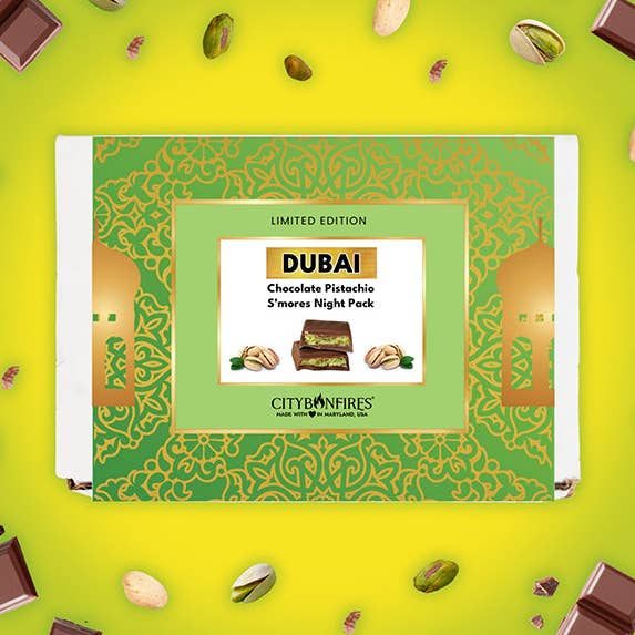 Dubai Chocolate Pistachio S’mores Night Pack for wholesale by City Bonfires - Portable Fire Pits