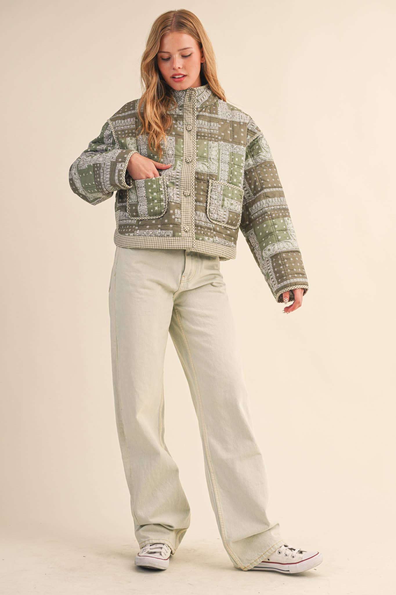 &MERCI - Wholesale Jacket - Women's - BANDANA PATCHWORK QUILTED JACKET MJK417515