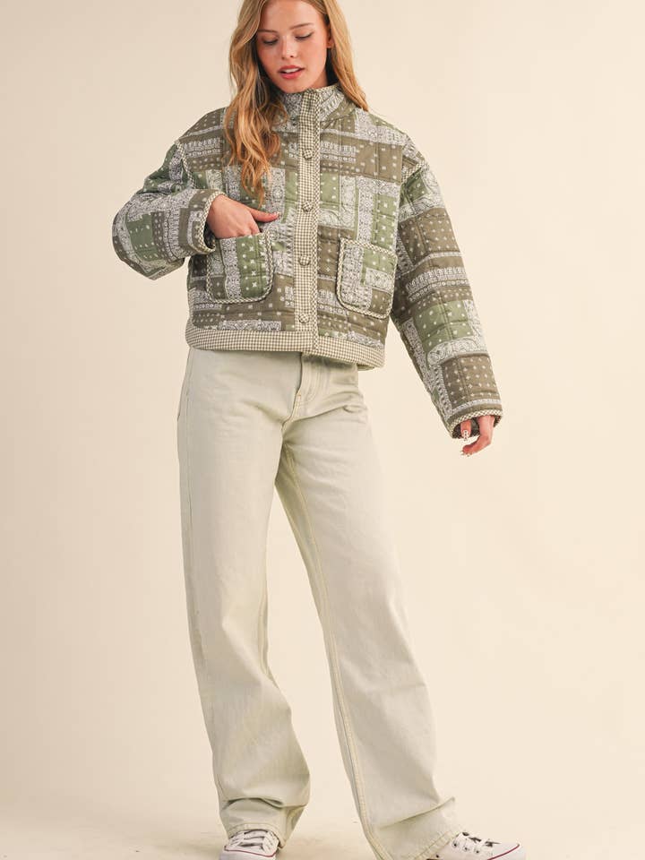 &MERCI - Wholesale Jacket - Women's - BANDANA PATCHWORK QUILTED JACKET MJK417515