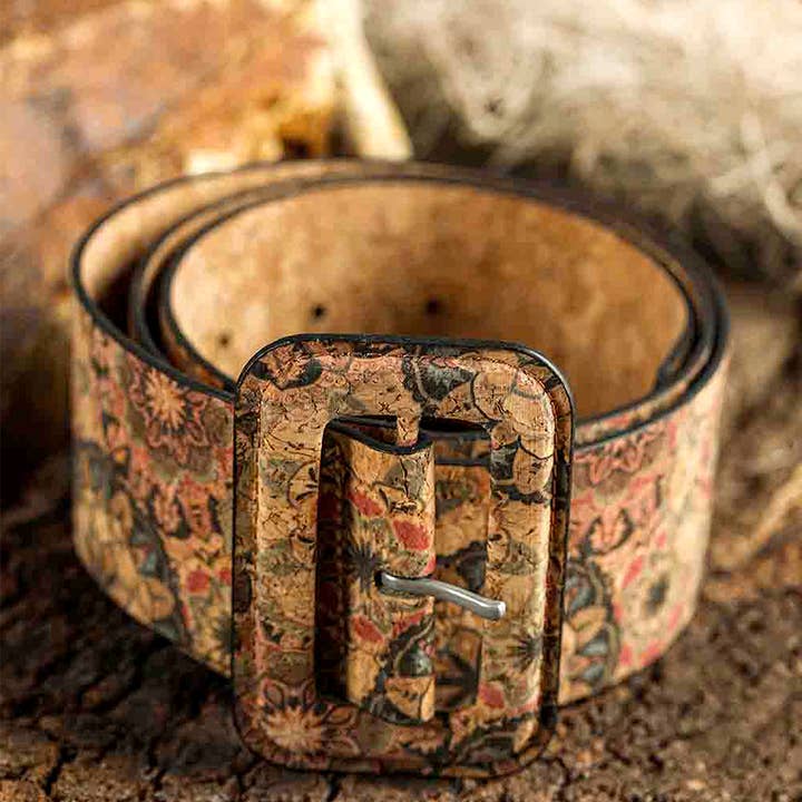 Chestnut Western Floral Print Faux Leather Waist Belt for wholesale on Faire
