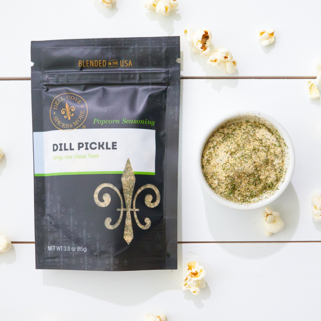 Dell Cove Spices & More Co. – Großhandel Gewürzmischungen – Dill Pickle Popcorn Gewürz - würzig, saurer Snack-Topping6