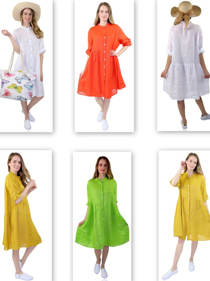 Linen Midi Dress, Oversized Linen dress, Linen summer dress for wholesale by LINEN AND GAUZE