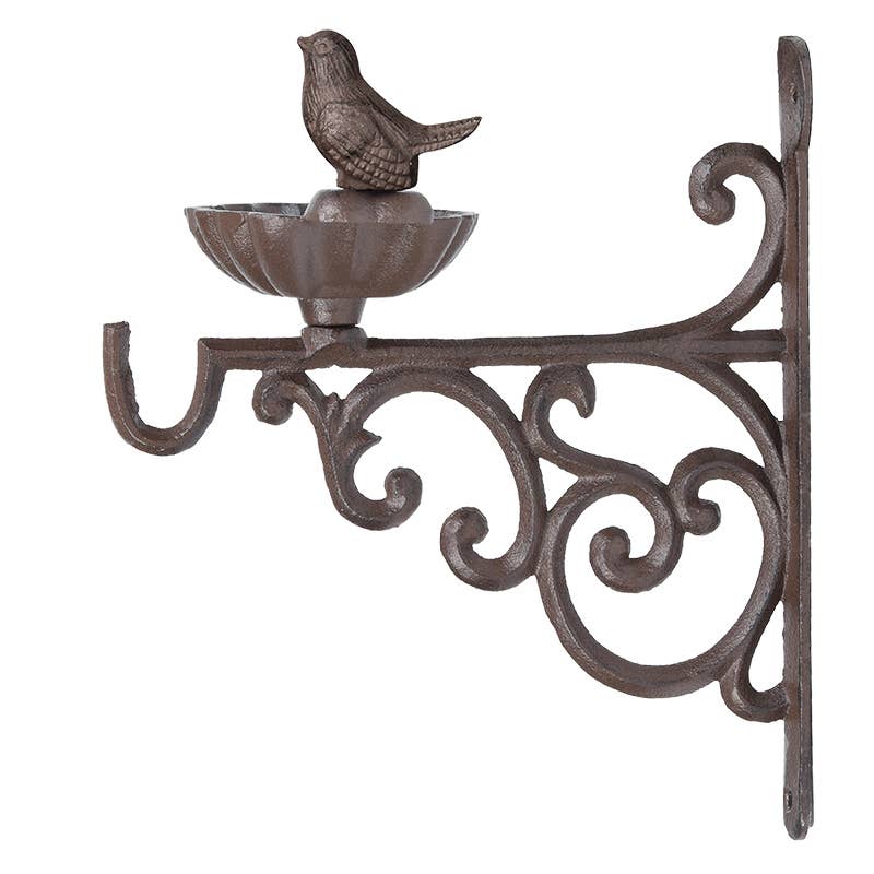 Esschert Design USA - Wholesale Bird Feeder - Bird Feeder w/Bracket, Cast Iron, Antique Brown - Small1