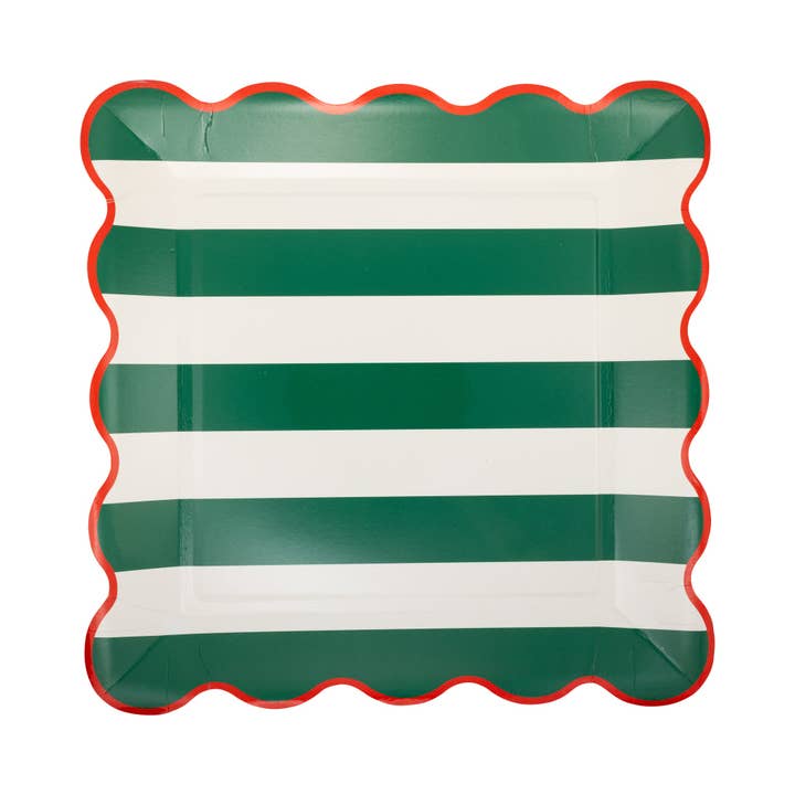My Mind’s Eye - Wholesale Disposable Plate - PLPL1652 - Red and Green Striped Paper Plate Set5