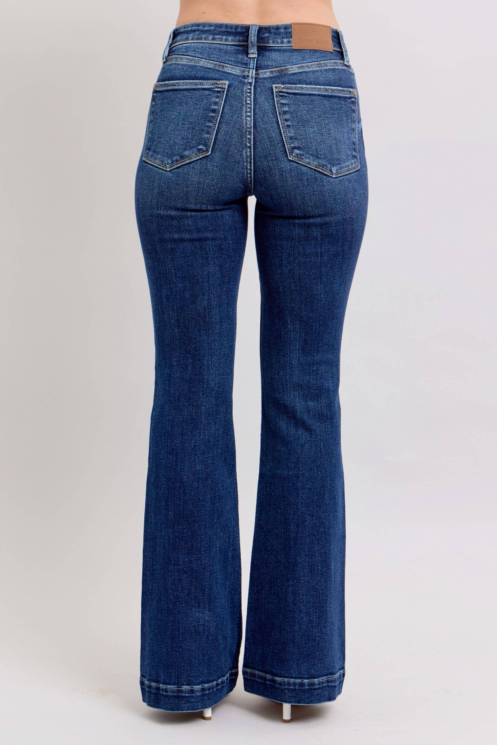 Watermelon Apparel - Wholesale Jeans - Women's - Judy Blue High Waist Dark Wash Trouser Flare4