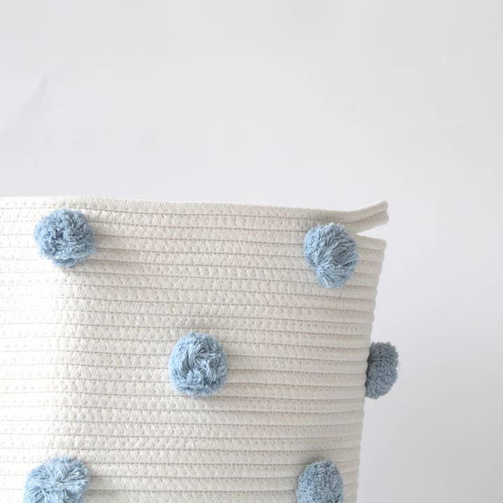 Twig and Tassel - Wholesale Basket - Kids & Baby - Sky Blue Pom Basket - Large3