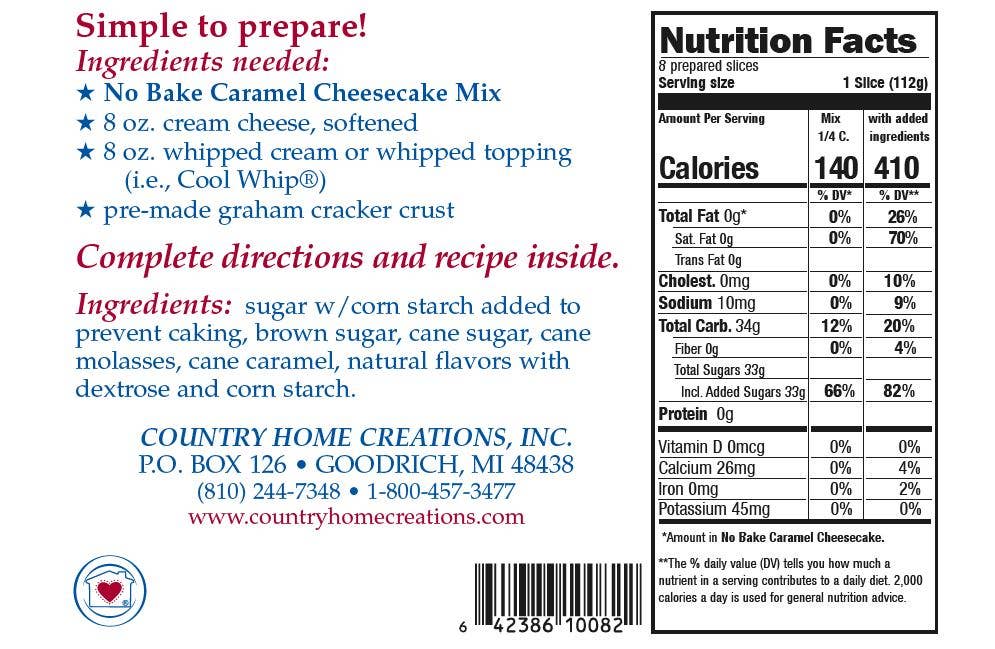Country Home Creations - Wholesale Cake Mix - No Bake Caramel Cheesecake Mix2