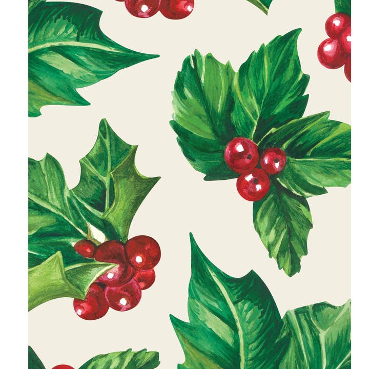 Holly Gästeservietten - Packung mit 16 für den Großhandel von Hester & Cook - Stationery