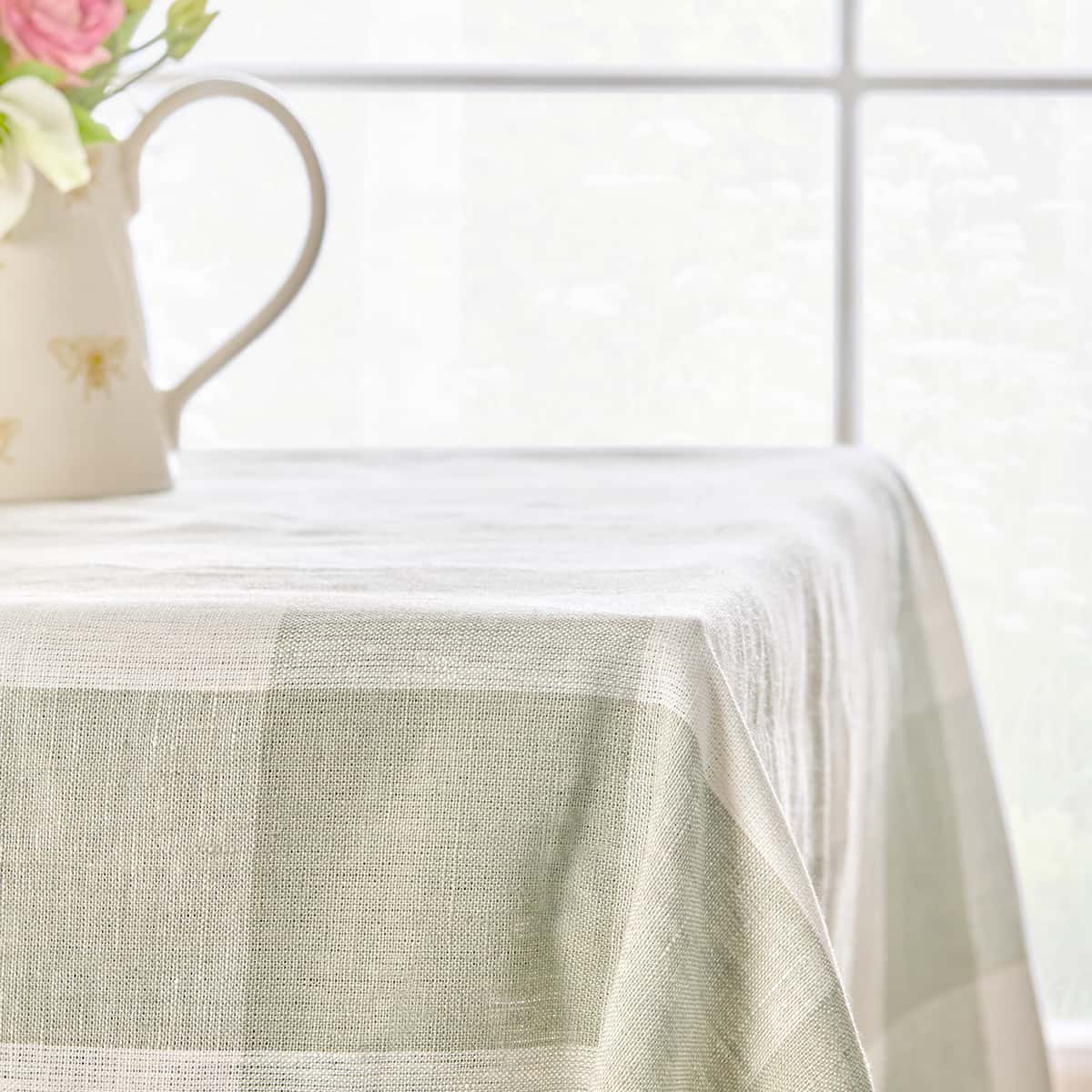 Sophie Allport - Wholesale Tablecloth - Sage Green Gingham Linen Tablecloth1