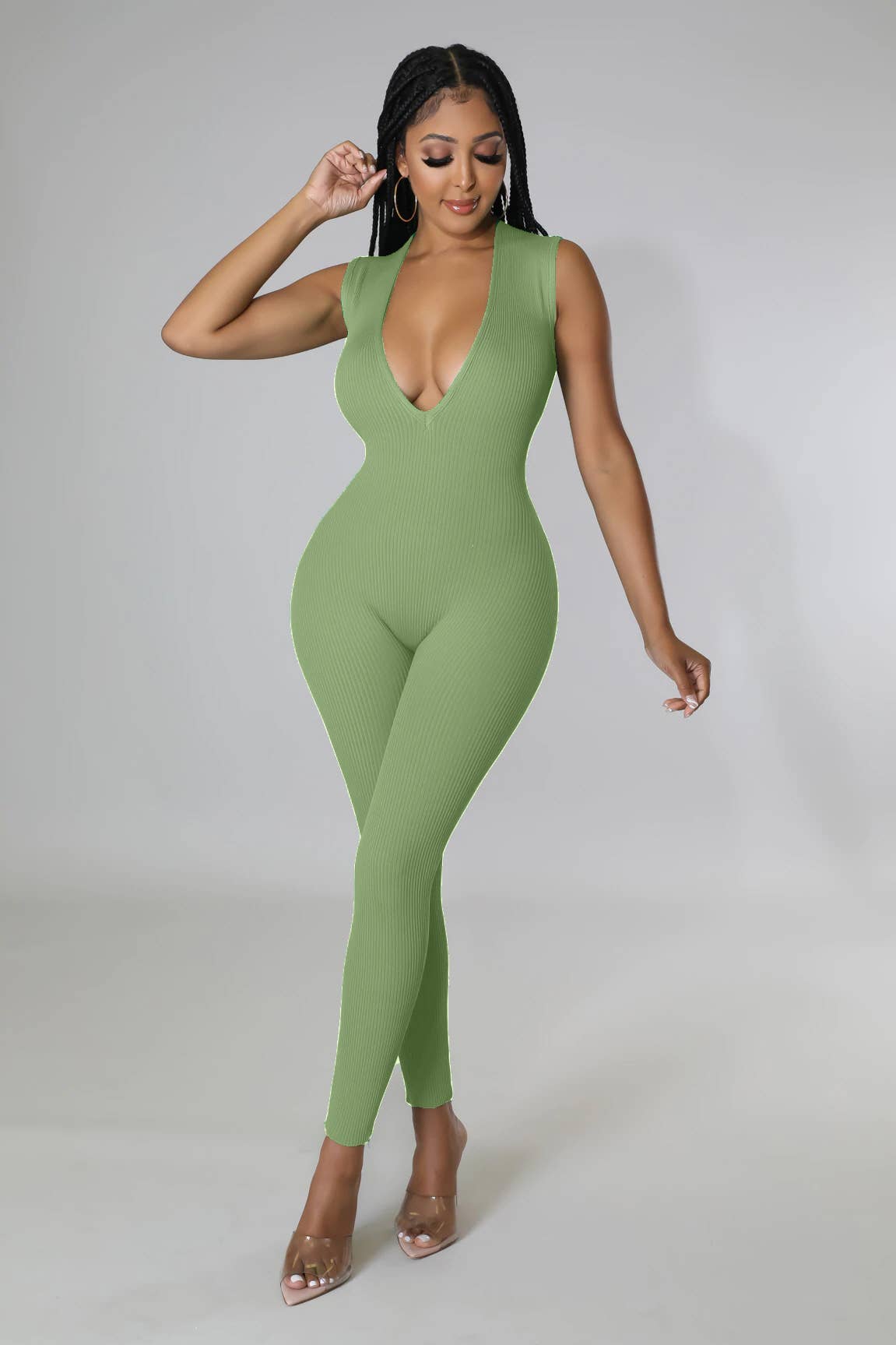 5besties inc - Venta al por mayor Peto - Mujer - Mono ajustado de punto acanalado para mujer9