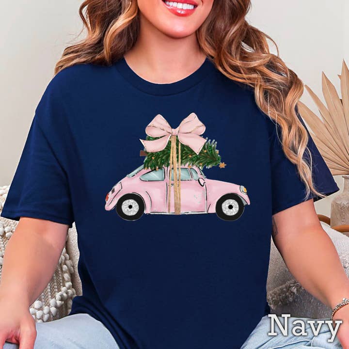 Shoppe SHC - Wholesale T-shirt (graphic) – women's - Pink Christmas Car Christmas 2025 Graphic Tee | Gildan14