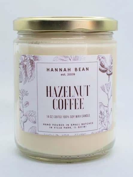 Bougie 100 % cire de soja Hazelnut Coffee 14 oz pour la vente par Hannah Bean