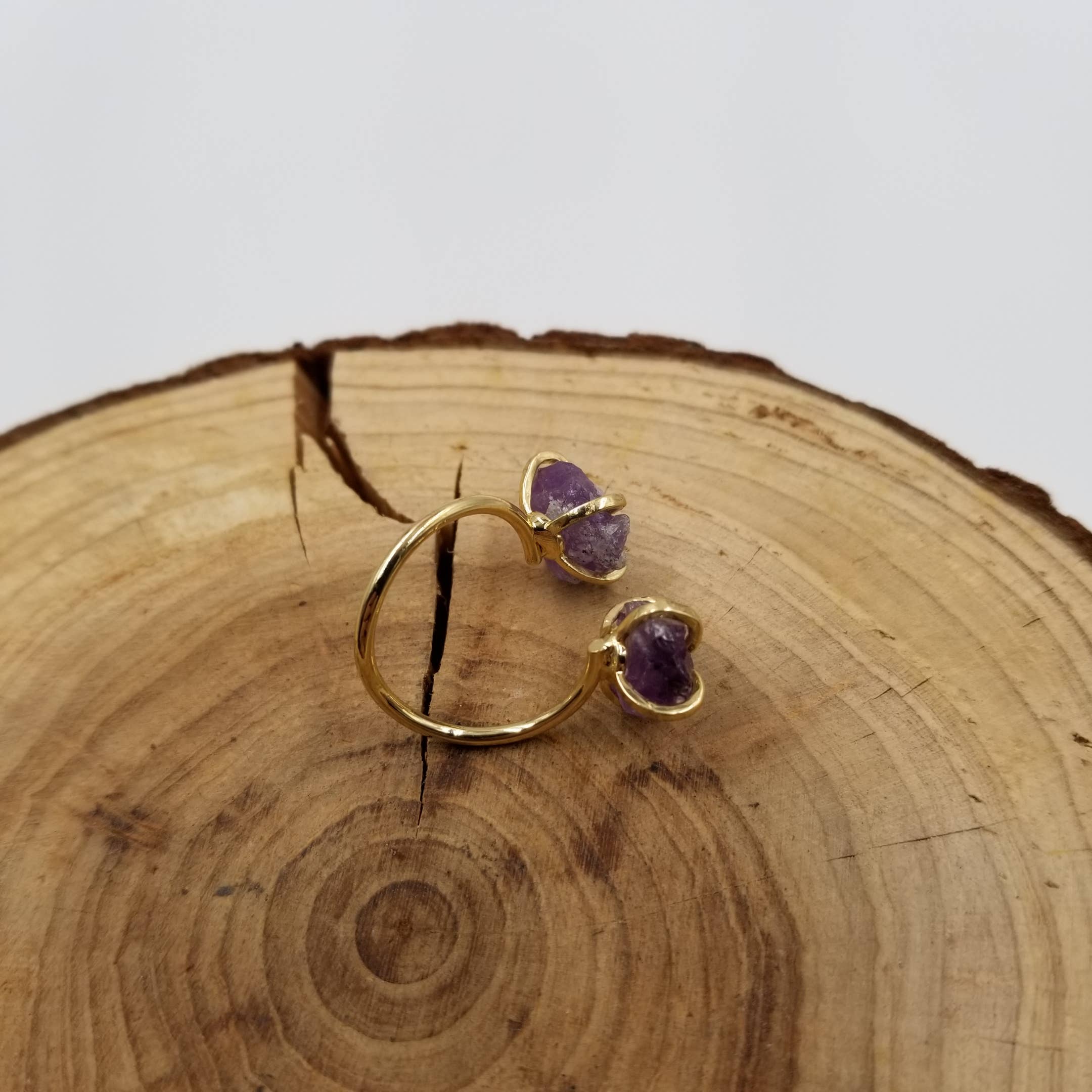 CHAKRA JEWELRY - Venta al por mayor Anillos solitarios - Anillo Ajustable de Piedra Natural Triturada Doble3