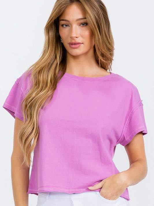 Kvinders The Essential Raw Edge Kort T-shirt for engroshandel hos Yelete