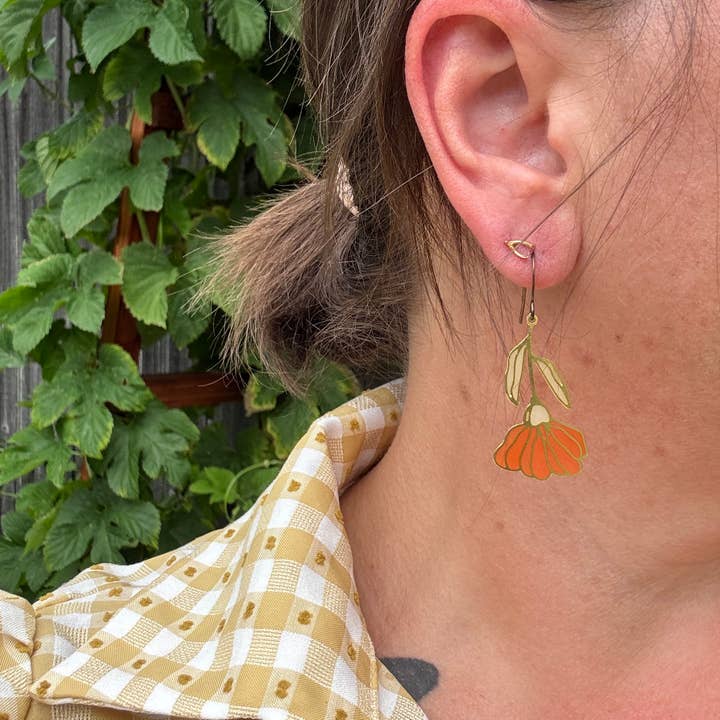 Wild Lupine Folkcraft - Wholesale Dangle Earrings - Begonia // Stained Glass Resin Earrings2