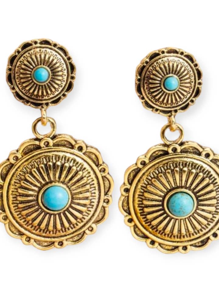 Shield Of The West Aged Drop Style Earrings for wholesale by The Bling Barn