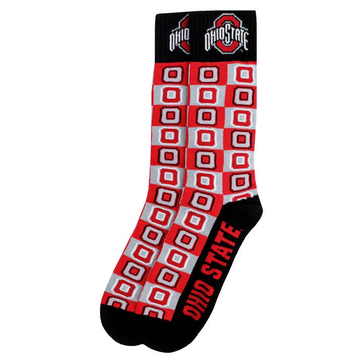 Donegal Bay - Wholesale Socks - Unisex - Ohio State Buckeyes Checkerboard Dress Socks