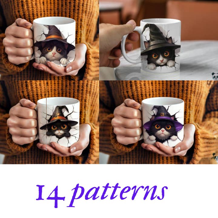 Halloweenkatt 3D Drickkaffemugg 3D - Perfekt present för wholesale av SubliMasterUK