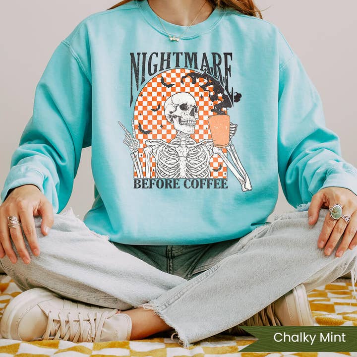 Nightmare Before Coffee Skeleton Checker for wholesale by Wildflower Apparel Co.