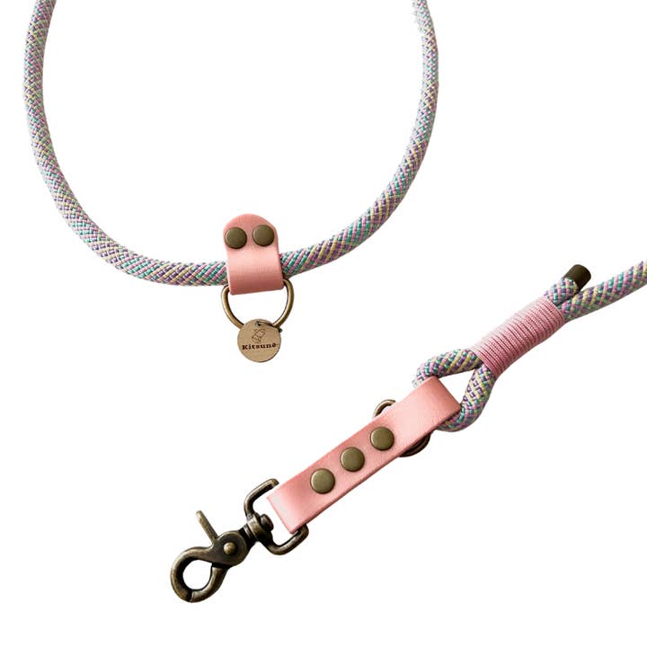 KITSUNE.DOG - Venta al por mayor Correa - Perros - Deja MULTIPOSITION paracordón texturizado / biotano ROSA2