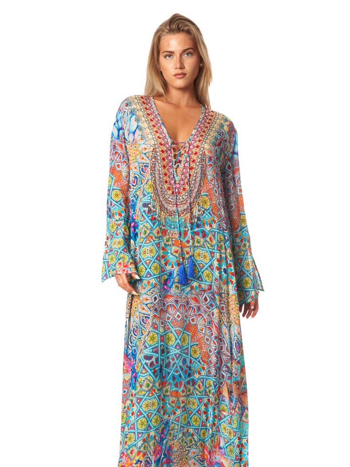 River Bed Long Caftan Dress for wholesale by La Moda Clothing
