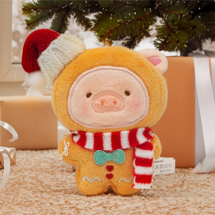 Joyify Pty Limited - Wholesale Keychain – Women's - LuLu the Piggy Christmas - Gingerbread Man Lu Plush Keychain