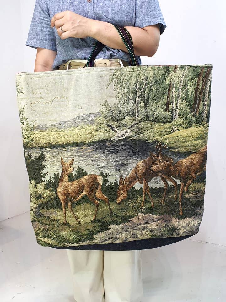 Landscape-4 Tapestry Tote Bag - OOAK for wholesale by Beige & Co Thai Crafts