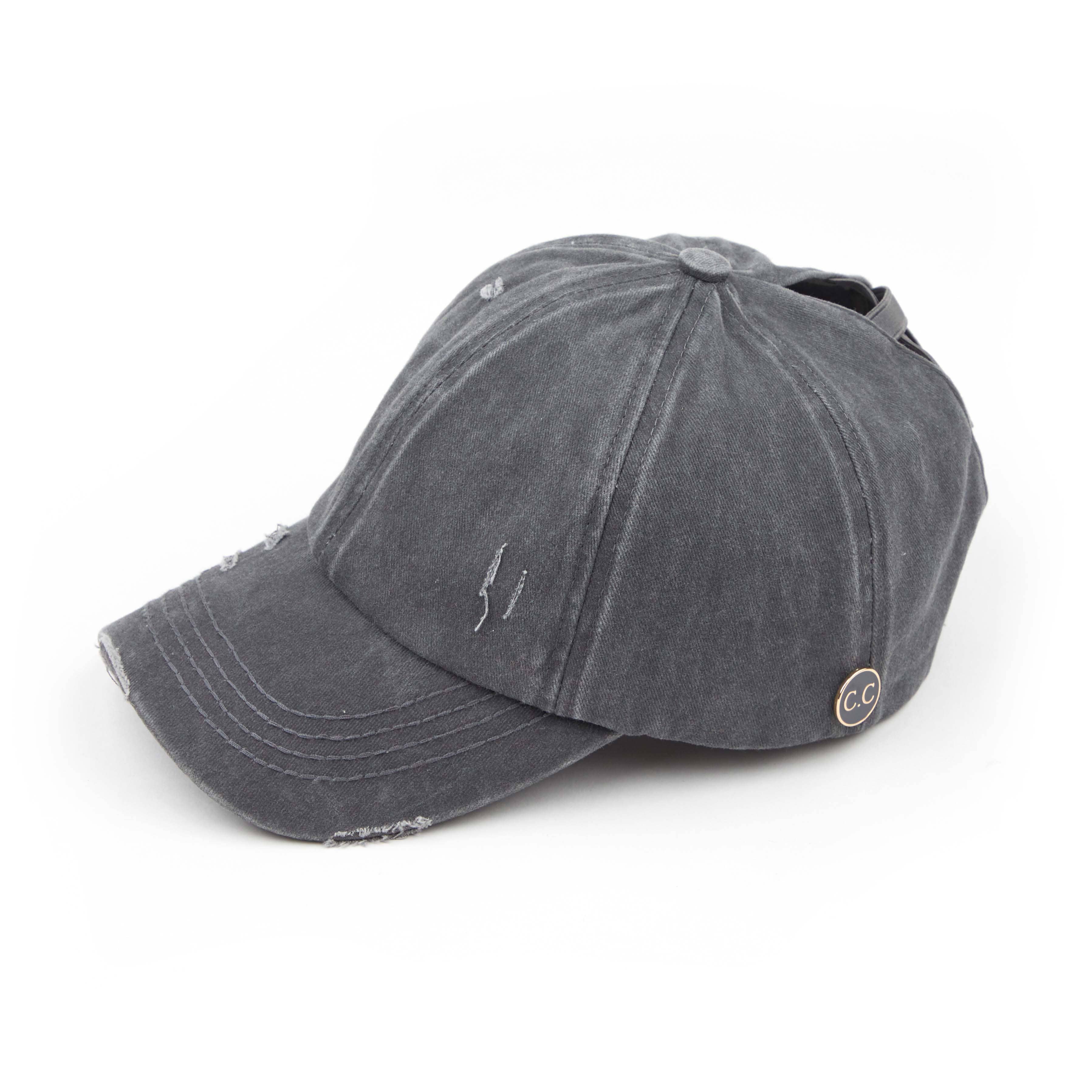 Hana - Wholesale Baseball Cap - Women's - C.C Washed Denim Criss-Cross Pony Cap8