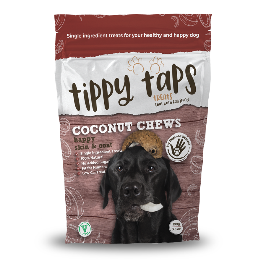 Tippy Taps Treats – Großhandel Leckerlis – Hund – Natürliche Hundesnacks, Kokos-Kauknochen 100 g, vegan & glutenfrei0