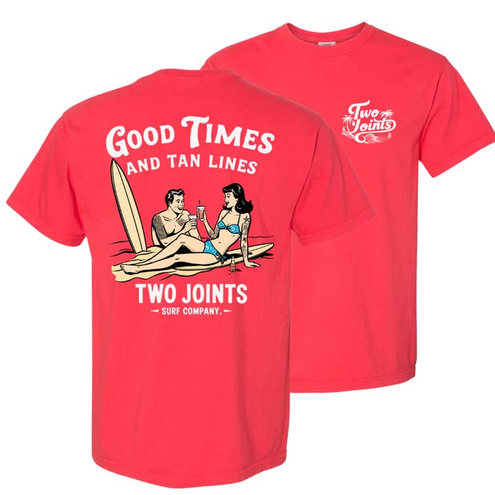Maglietta Good Times & Tan Lines per la vendita all'ingrosso da parte di Two Joints Surf Co.