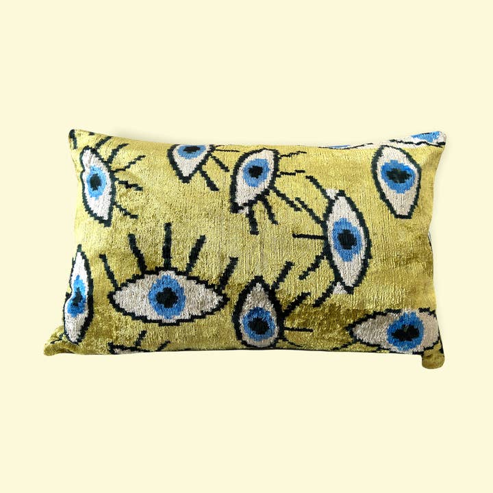 Ikat Atelier – wholesale Dekorativ kudde – Ikat Yellow Eyes Pillow, Ikat Throw, Ikat Kudde, Ikat Home0
