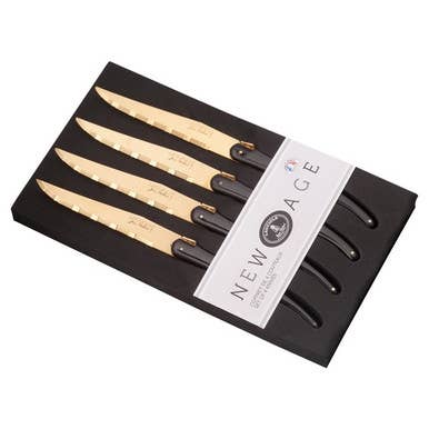 Jean Dubost New Age 4 Piece Steak Knife Set Gold for wholesale by The French Farm