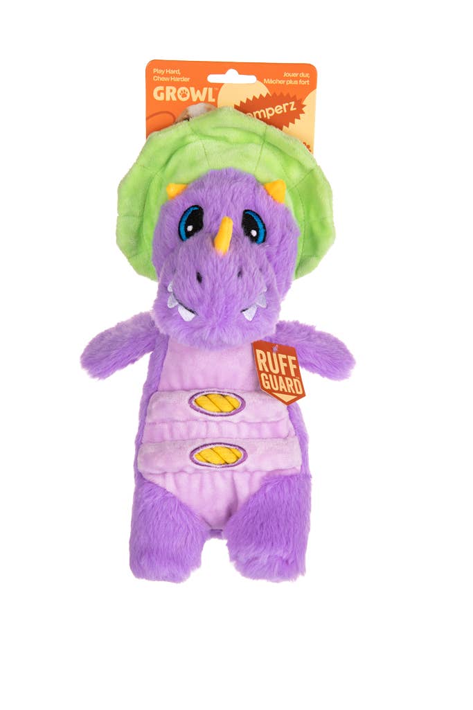 Hofman Animal Care - Wholesale Pet Plush Toy - Dog - Growl Stomperz Benny the Purple Brachiosaurus