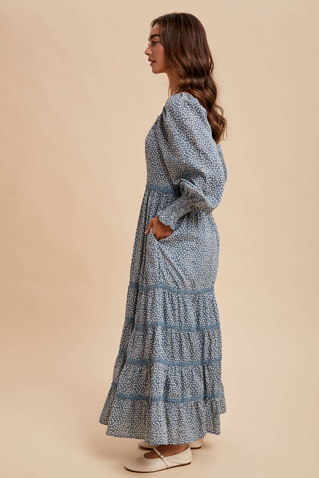 In Loom - Wholesale Dress - Women's - COTTON FLORAL LACE TRIM MAXI DRESS6