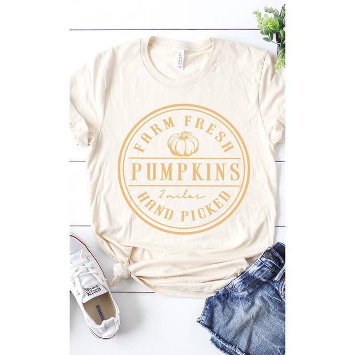 Kissed Apparel - Wholesale Screen Printed T-Shirt - Women's - Farm Fresh Pumpkins Circle Graphic Tee
