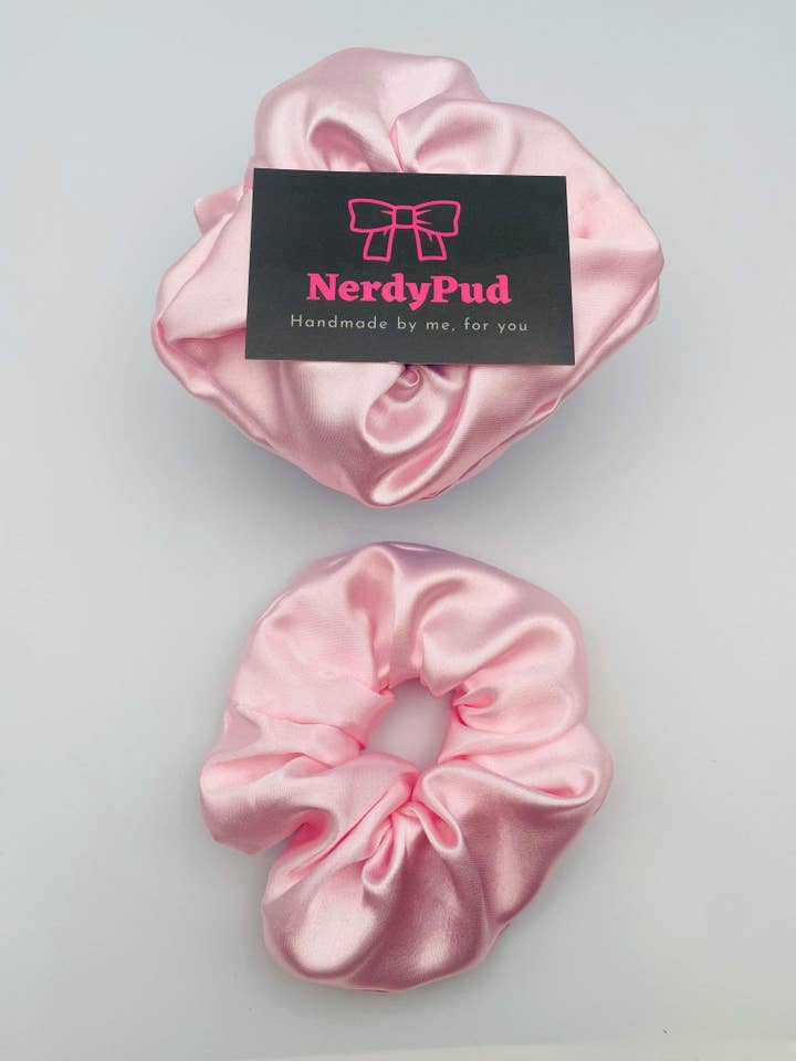 Baby Pink Satin Scrunchie for wholesale by NerdyPud