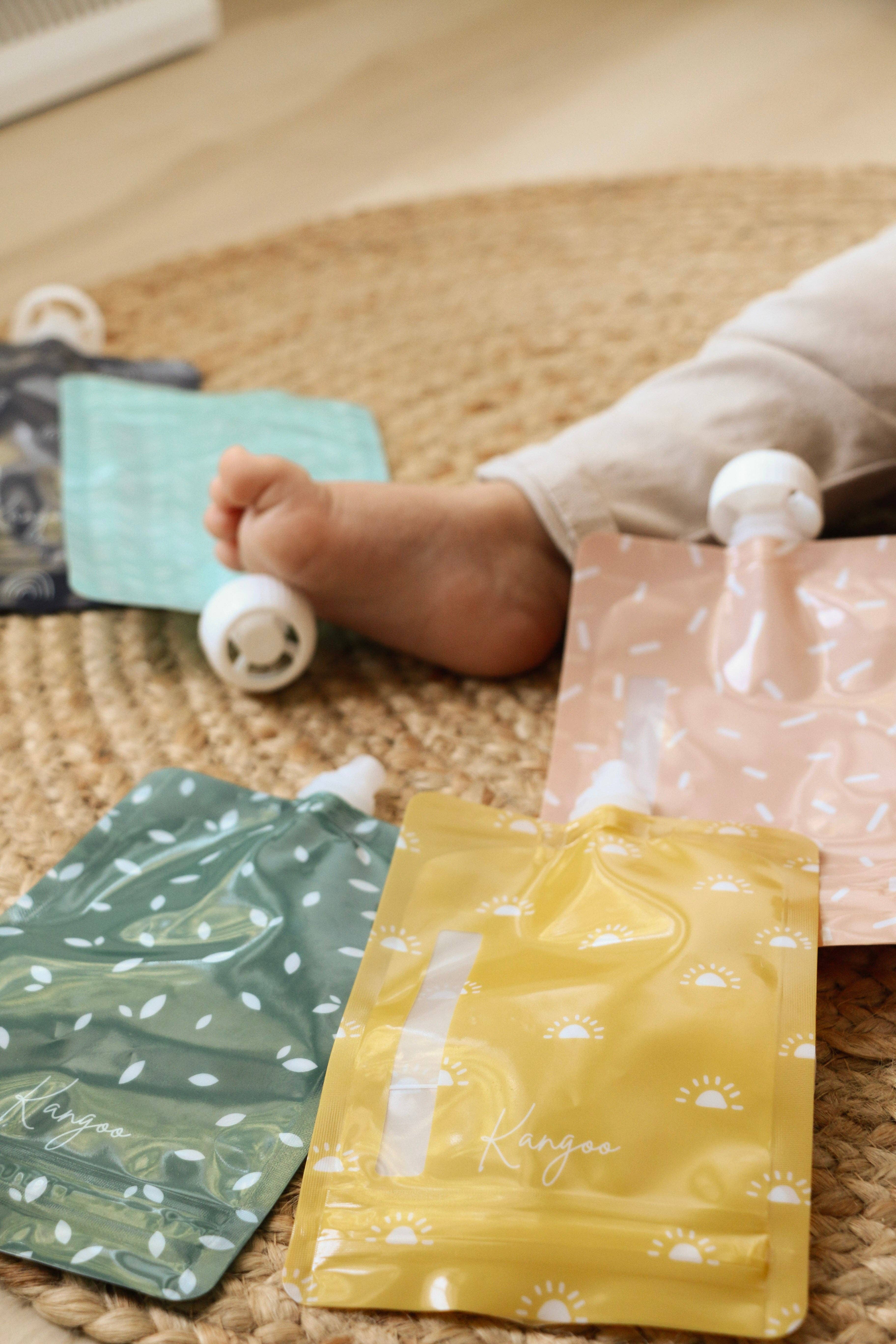 Kangoo et cie - Vente Sachet de conservation/film alimentaire - Pochettes réutilisables pour aliments pour bébés - Pochettes de stockage à presser 6x BOHO13