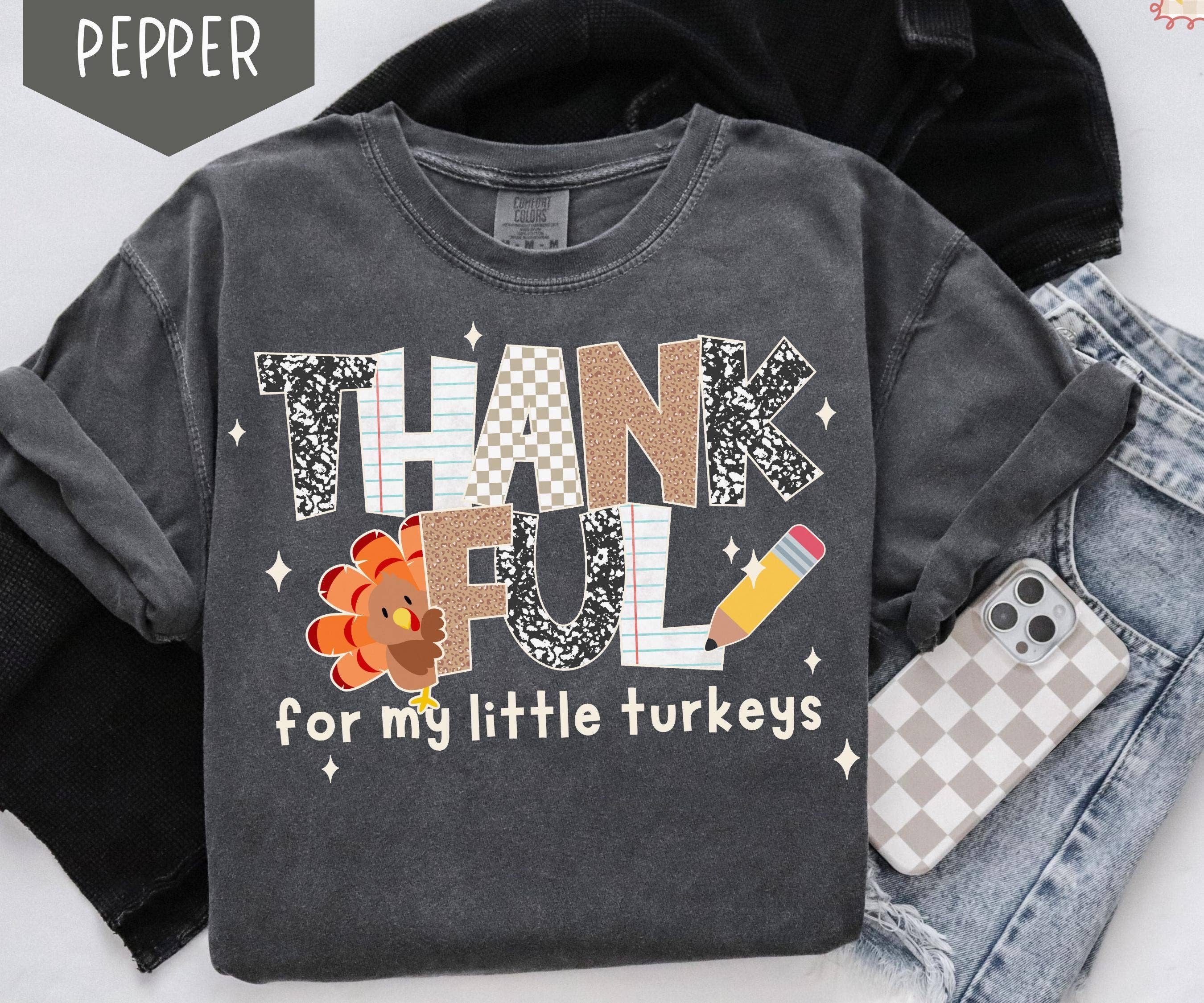 Glaime - Wholesale T-Shirt (Graphic) - Women's - Comfort Colors Thankful Teacher Shirt, Fall Turkey Teacher 1