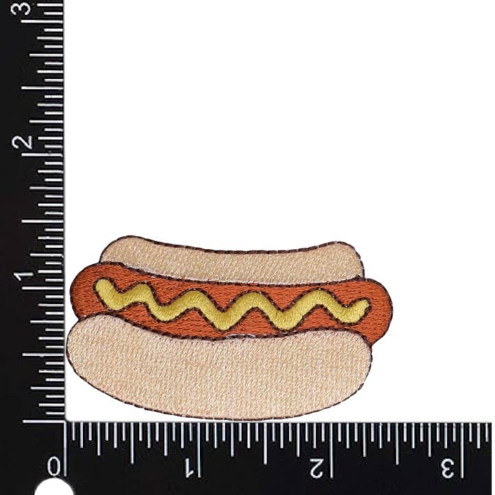 Wholesale Applique - Wholesale Patch - Hot Dog - Bun - Mustard - Picnic Food - Iron on Patch1