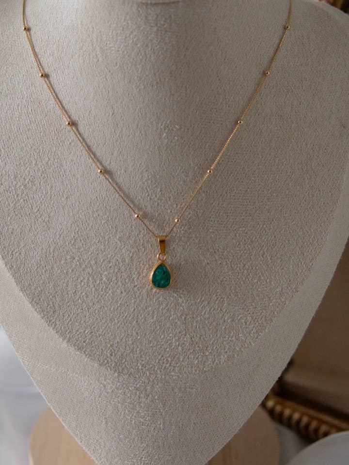 Gold filled Chain · Teal Faux Stone Teardrop for wholesale by Aviella Creations