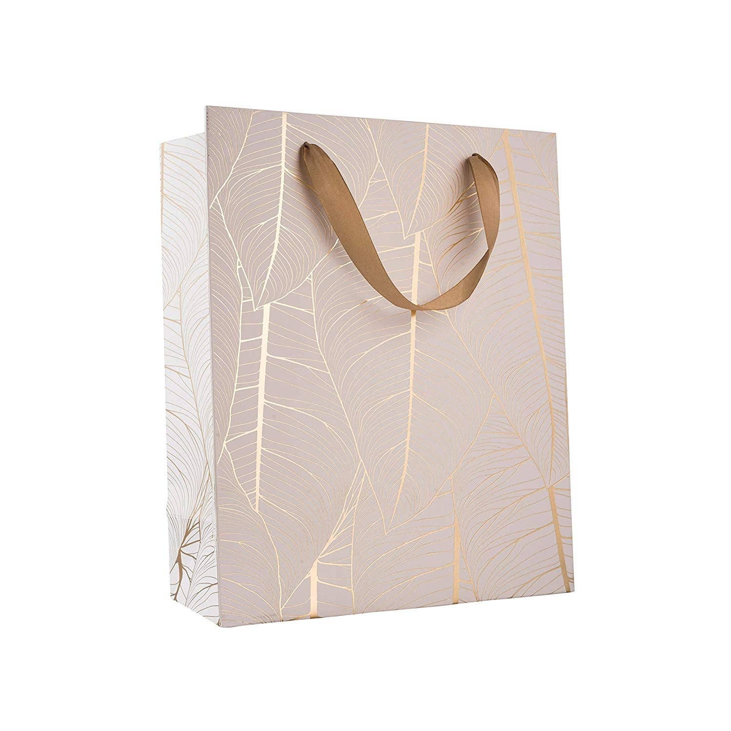 Hammont - Wholesale Gift Bag - Leaf Design Golden Gift Bags 12 Pack12.5"X10.25"X4.75"