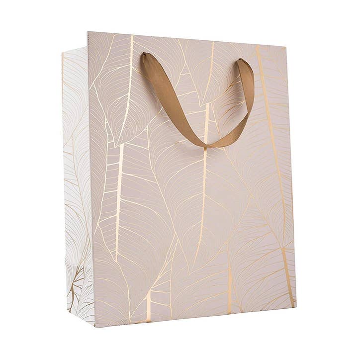 Hammont - Wholesale Gift Bag - Leaf Design Golden Gift Bags 12 Pack12.5"X10.25"X4.75"0