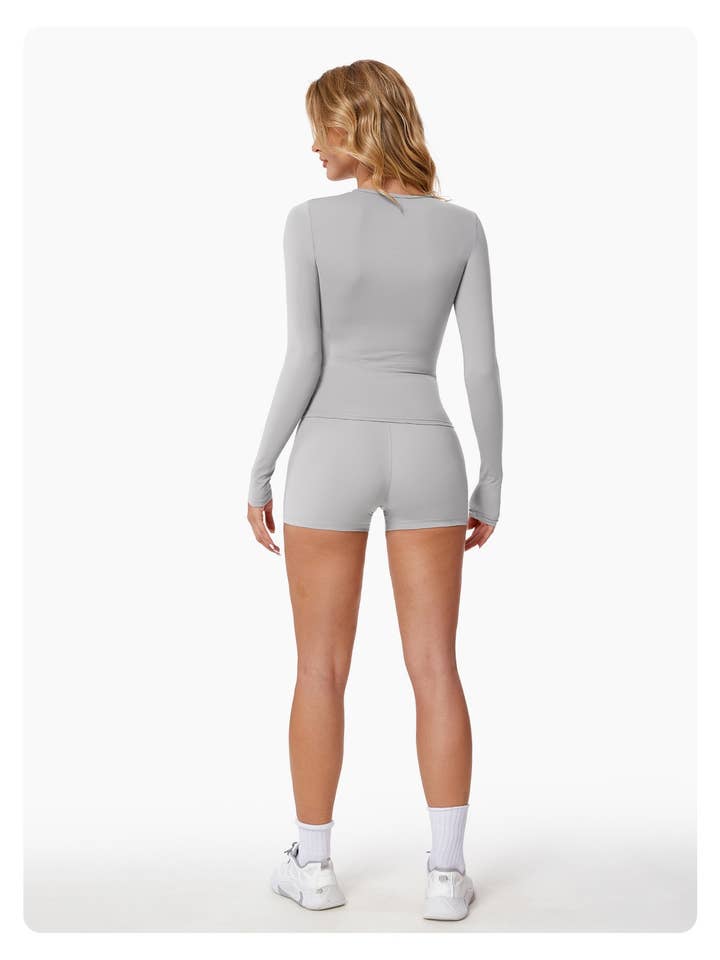 Mantra Active - Wholesale Activewear Set - Women's - Abigail Long Sleeve Top & High Waist Shorts Activewear Set3