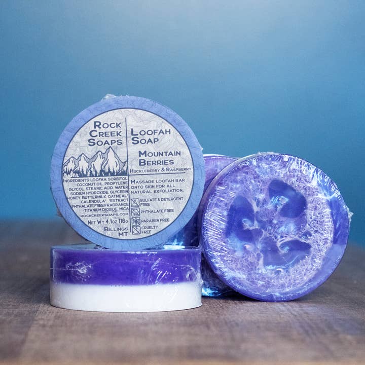 Rock Creek Soaps - Wholesale Loofah - Mountain Berries Loofah Soap | Huckleberry & Rasberry4