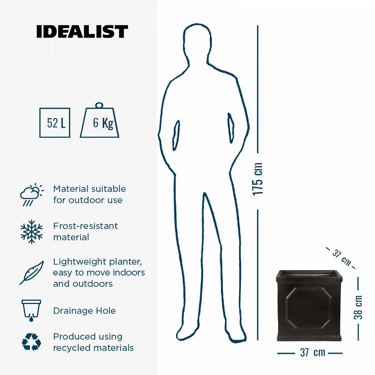 Idealist Lite Fibrestone Planters – wholesale Planter box – IDEALIST Faux Lead Chelsea Box Square Light Stone Planter6