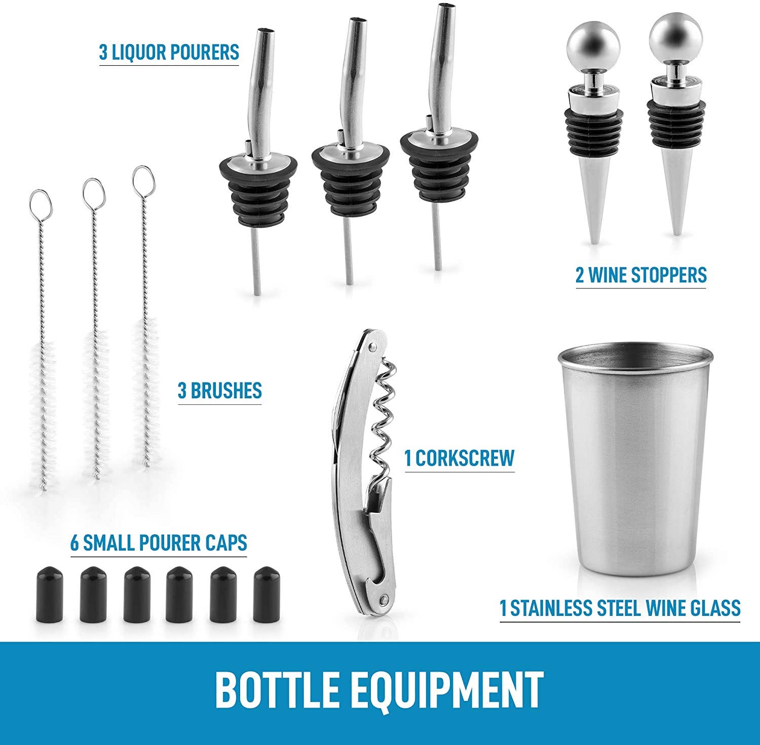 Zulay Kitchen - Vente Ustensiles de bar - Set de bartender 24 pièces – Shaker à cocktail et kit d’outils de bar7